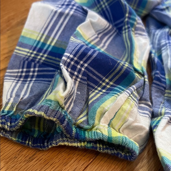 Gap Kids Lightweight Plaid Collarless Button down 3/4 Sleeve 100% Cotton XL - Picture 3 of 9